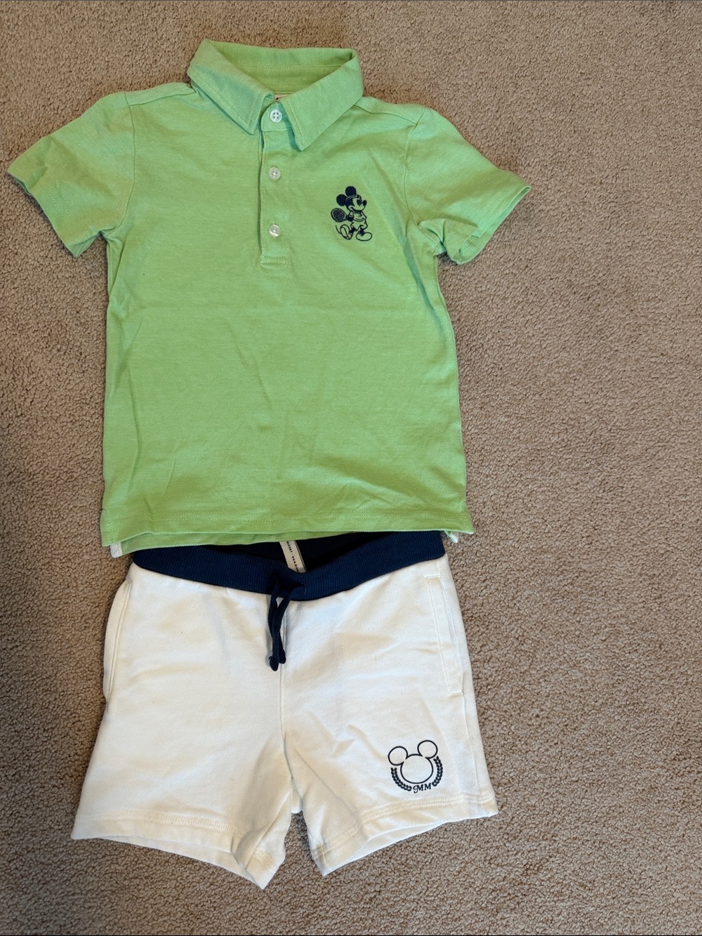 Janie and Jack Light Green Polo with White Shorts Set